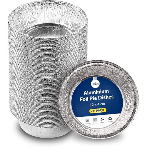 Loranka-Lot De 60 Moules Aluminium Jetables, Ronds 12 Cm X 4 Cm, Moule Tartelette Individuelle, Moules À Gâteau Polyvalents Pour Hachis Parmentier, Steak, Tartes, Quiches, Pâtisseries Et Gâteaux