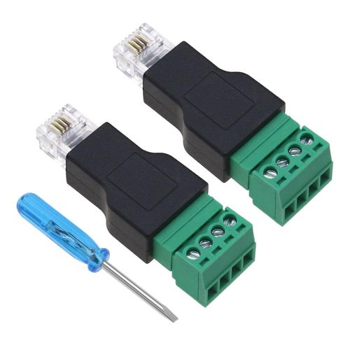TIANYI-Lot de 2 connecteurs RJ11 public vers 4 broches femelles avec boulon pilote RJ11 - Accessoires électriques en plastique