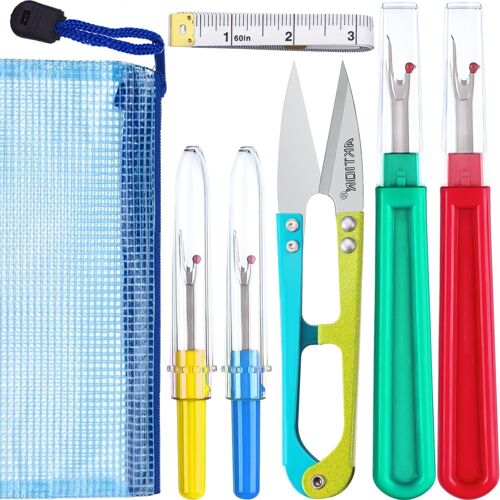 KALANKA-Kit de Ripper de Couture, 4 Pièces Seam Ripper Couture Outil de Coupe De Fil avec Ciseaux de Coupe, Ruban à Mesurer Souple et Sac de Rangement pour Couture