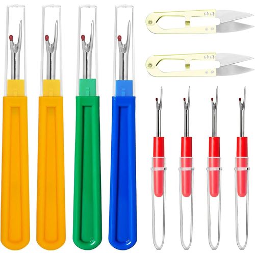 Tianyi-Lot De 10 Découseurs De Couture, 4 Grands Et 4 Petits Outils De Découpage Avec 2 Ciseaux, Coupe-Fil Pratique Et Kit D'outils De Découpage Pour Broderie/Travaux Manuels, Ciseaux De Couture