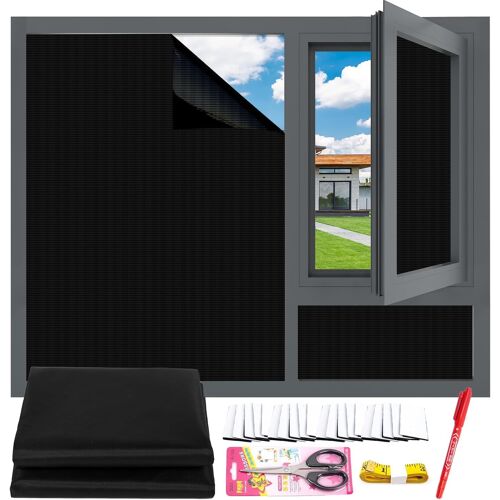 Kalanka-Store Occultant Fenetre - 300x145cm, Store Occultant Sans Percage Avec Règle, Ciseaux, Marqueurs, 20 Attaches Auto-Adhésives, Rideaux Occultants Pour Chambre, Crèche, Bureau
