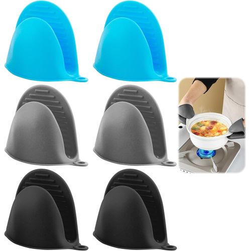 Mitaines de Four en Silicone 3 Paires Mini Gant de Four épais en Silicone,Antidérapants et Hygiéniques pour Cuisson,Pâtisserie,Barbecue-Disponibles en Trois Couleurs