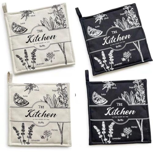 Lot De 4 Maniques Cuisine,20 X 20cm,Noir + Beige