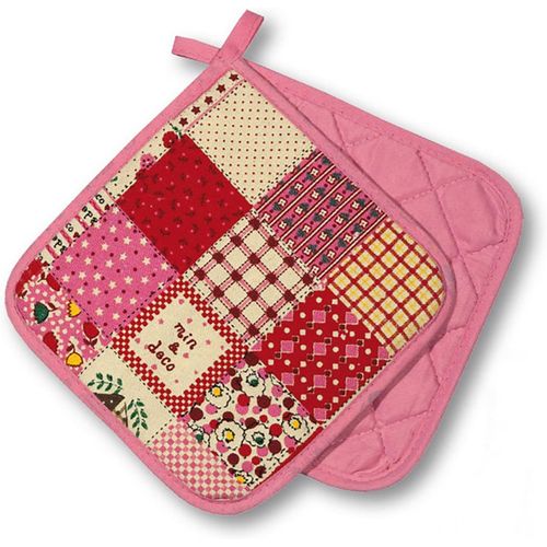Maniques Cuisine,Patchwork,Rose,2 Pièces,Résistants À La Chaleur Jusqu'à 250°C,Produit Testé Et Certifié Dans L'ue