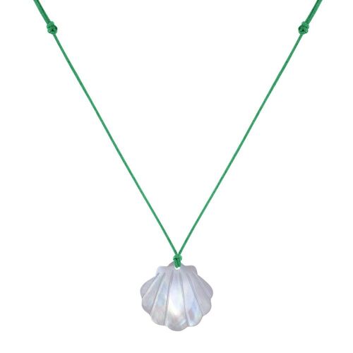 Les Poulettes Bijoux - Collier Lien Coquille St Jacques En Nacre