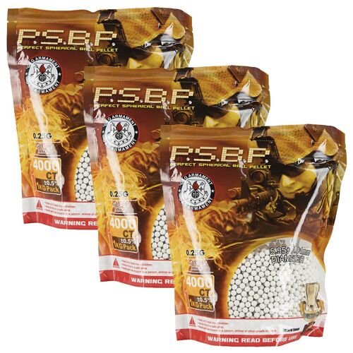Lot De 3 Sacs 1 Kg Billes Psbp Perfect 0.25 G Blanches G&g Armament