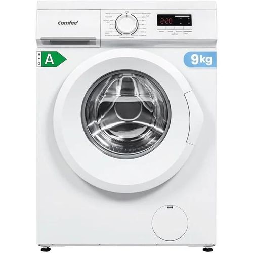 COMFEE' CFE12EW90-W Lave-linge frontal 9KG, Classe energetique A, Moteur BLDC 1400 tr-min, 15 Programmes, Prelavage, Blanc Classe e