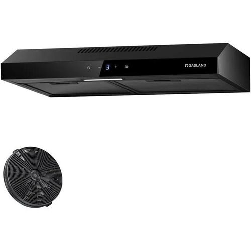 GASLAND Chef SR60BS 60 cm hotte aspirante silencieuse a air recycle 202 m3h, 3 niveaux Touch Control hotte aspirante en acier noir