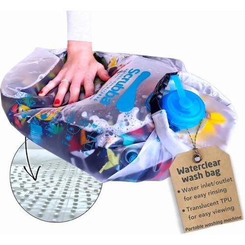 Scrubba Waterclear Sac lave-linge portable leger, nouvelles entreesortie d'eau pour simplifier le rincage, utilisation avec de less