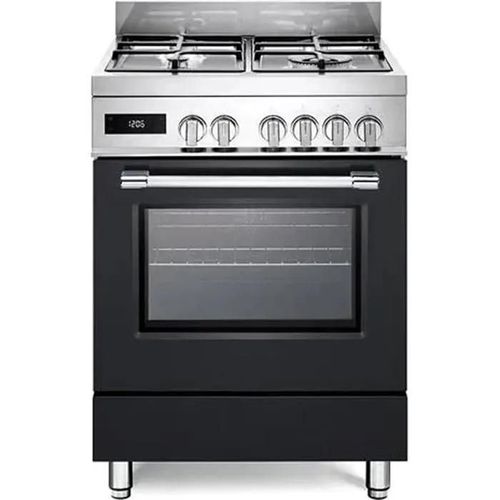 PRO66MALPZ Cuisiniere a gaz avec four electrique 60 x 60 cm Inox et noir Classe energetique A
