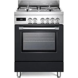 PRO66MALPZ Cuisiniere a gaz avec four electrique 60 x 60 cm Inox et noir Classe energetique A