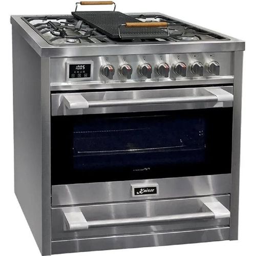 Kaiser Olan 93505R Gaz Electrique Cuisiniere 90cmFour electriqueCuisiniere 115L Plaque de cuisson au gaz 4,5 Kw WOK 8 fonctio