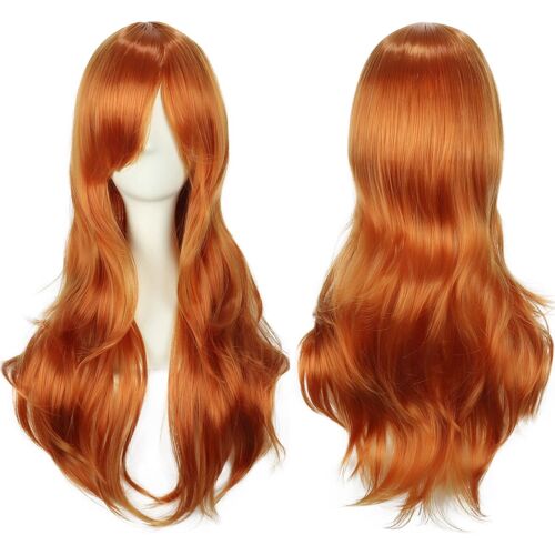 Kalanka-Colorful Panda 28 Pouces 70 Cm Gingembre Longs Bouclées Ondulées Cosplay Perruques Pour Femmes Et Filles, Perruque De Cheveux Synthétiques Résistant À La Chaleur Pour Fête Halloween Costume