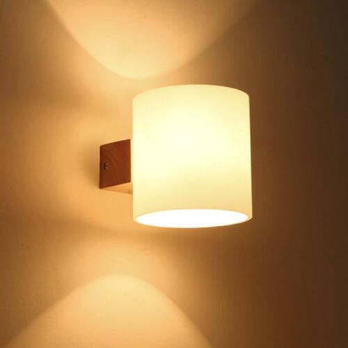 Applique Murale Bois,Moderne Lampe Murale Industrielle Abat-jour en Verre,E27 Appliques Murales Interieures pour Chambre Couloir Salon Couloir Café