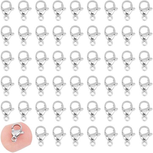 Jum-200 Pcs En Acier Inoxydable Pince De Homard Fermoirs Bijoux Attache Crochet Fin Griffe Fermoir Fermoirs En Métal Pour Fabrication De Bijoux Colliers Bracelets 10mm De Long