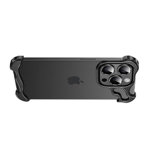 Boîtier Unique En Métal + Film De Protection D'objectif Pour Iphone 14 Pro Max Le Noir