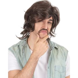 Jum-Perruque Dragueur Années 70's Homme-Mulets/Nuques Longues