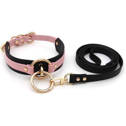 Jum-Colliers Ras Du Cou En Cuir Artificiel Avec Anneau Métal O Ring Pour Femme
