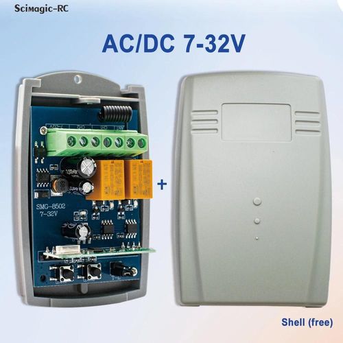 433.92MHz Récepteur de télécommande de porte de garage universel AC DC 7-32V 85-250V Module de commutation 2CH 433 Code tournant Bascule momentanée verrouillée-AC DC 7-32V