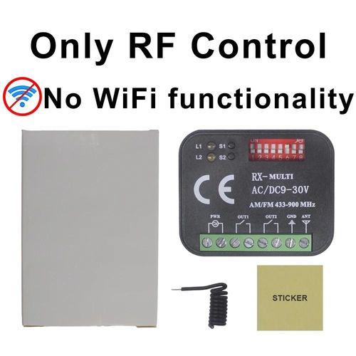 RX-Multi 300-868MHz Commande du module de récepteur de porte de garage avec fonction Tuya WiFi ou 433mhz RF Remote.9-30V 85-250V Interrupteur de porte-9-30V Noir No WIFI
