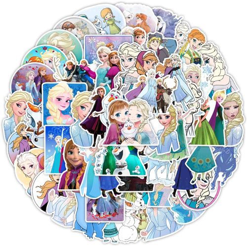 Tianyi-50pcs Disn_Ey Frozen Autocollants Pour Bouteilles D'eau Gobelet Bagages Planche À Roulettes Pare-Chocs Scrapbook Tasse, Autocollant Cadeau Pour Enfants Adolescents Adultes