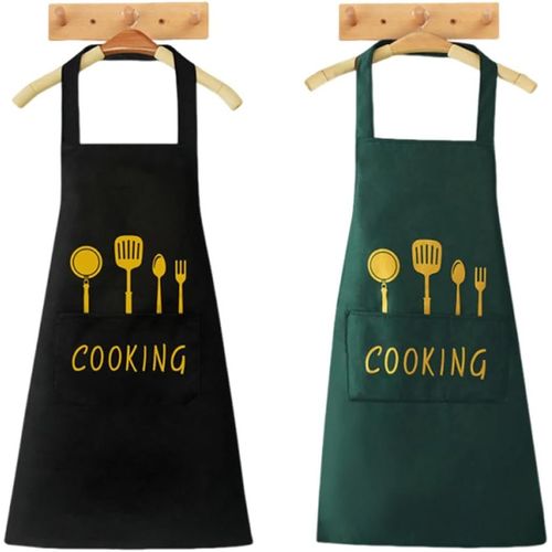 Tianyi-Tablier De Cuisine, Lot De 2 Tabliers De Cuisine, Tablier Etanche Réglable Tabliers Chef Avec 2 Grand Poches