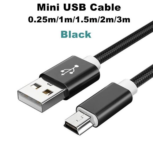 couleur Noir taille 1m Mini câble USB à 5 broches pour recharge rapide de données,cordon court pour lecteur MP3/MP4, voiture, DVR, GPS, appareil photo numérique, disque dur
