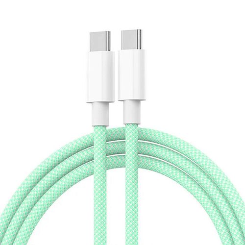 Câble de charge rapide USB de type C pour téléphone portable,cordon de chargeur tressé PD 60W,pour IPhone 15,Android,Samsung,Huawei - Type green-2m