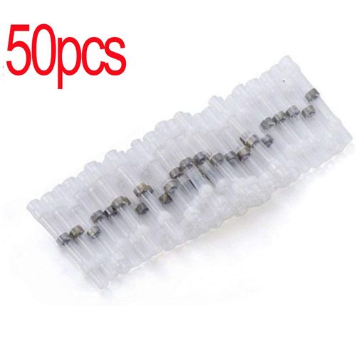 Connecteurs de soudure étanches,connecteurs bout à bout rétractables,bornes isolées pour voiture,fil électrique,200 - white 50pcs