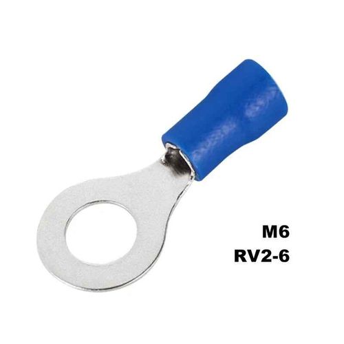 Connecteur de fil de câble électrique isolé bleu,anneau de M3-M8 RV2,CriAJTerminal,IER 14AWG,100 pièces,50 pièces,10 - [RV2-6]-10pcs