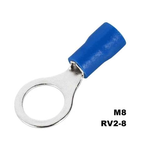 Connecteur de fil de câble électrique isolé bleu,anneau de M3-M8 RV2,CriAJTerminal,IER 14AWG,100 pièces,50 pièces- [RV2-8]-100pcs