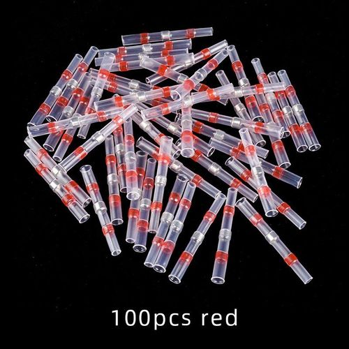 Connecteur de fil de tube thermorétractable scellé,borne à anneau de soudure,étanche,bout à bout rapide- G548C 100pcs red -C