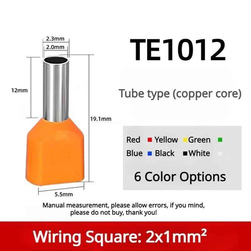 Connecteur de câble électrique à double fil pré-isolé,extrémité de viroles à noyau de cuivre,borne à sertir- [TE1012]-50Pcs Green