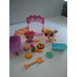 Littlest Petshop- Poupéée- Les 2 Petshops : Le Cochon Rose Et La Vache Bleu A La Ferme- Hasbro* Jeu* Jouet Avce De Nombreux Accessoires