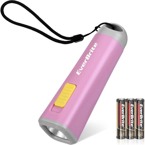 Mini Lampe De Poche Led (Rose), Lampe Torche Avec Poids Léger (46g) Et Lumière Jaune, Idéal Pour Lecture, Camping, Promenade, 3 Piles Aaa Incluses
