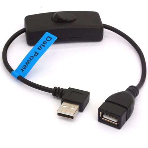 KALANKA-Câble d'extension USB avec interrupteur marche/arrêt, angle vers le bas à 90 degrés USB 2.0 mâle vers femelle Prise en charge des PC, TV, système iOS (gauche) (Left)