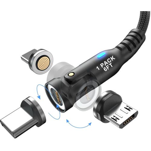 KALANKA-PD100W Câble de charge magnétique pour téléphone portable - Câble USB C Micro USB iProduct 3 en 1 pour MacBook Pro - Câble de charge Android Samsung - 1,8 m - Noir