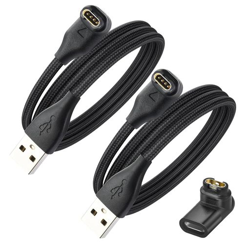 WQD-Lot de 2 Chargeurs pour Garmin Fenix 7, 7S, 7X, 6, 6S, 6X Pro, 5, 5S, 5X Plus, 1M Câble de Charge USB Tressé en Nylon pour Garmin Forerunner 935, 945, 745, 45, 45S, 245, Approach S10, S40, S60