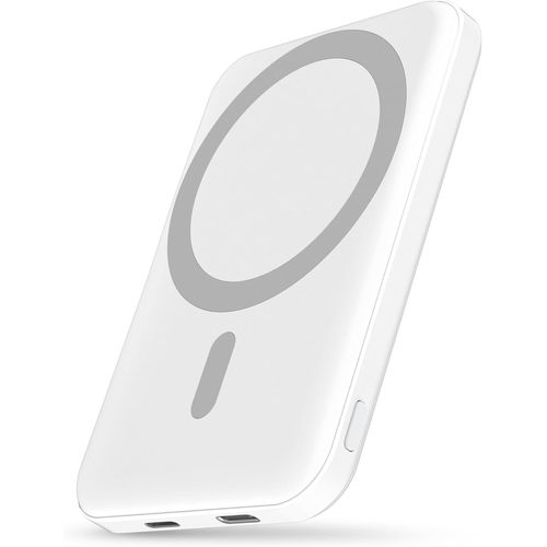 Tlp-Mag-Safe Batterie Externe Magnétique For Podoru 5000 Mah Avec Câble De Type C 20 W Pd Charge Rapide Éclairage Entrée Chargeur Portable Sans Fil Pour Iphone 15/14/13/12/Pro/Pro Max-Blanc