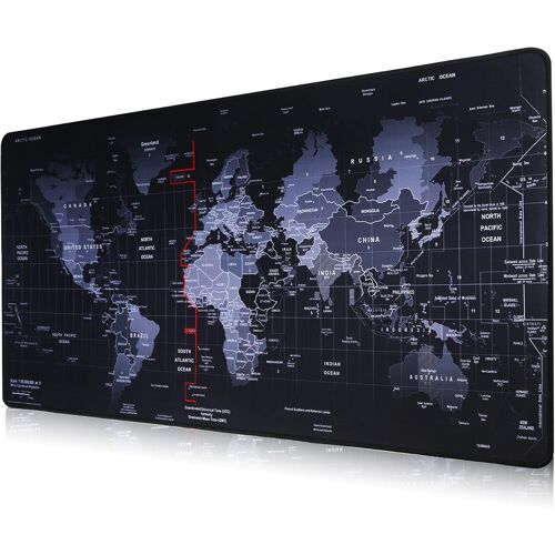 TIANYI-Grand tapis de souris de jeu, 600 x 300 x 2 mm, tapis de clavier confortable avec thème carte, pour joueur, bureau, maison (6030 blackmapL36)