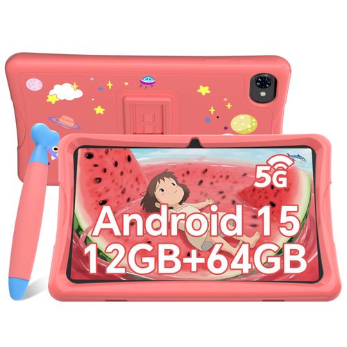 Tablette Tactile TABWEE K10 10.1" FHD,RAM 12Go ROM 64Go-SD 2To, Caméras AI 5MP + 2MP, Android 15, 5000 mAh, WiFi 6 - Rose