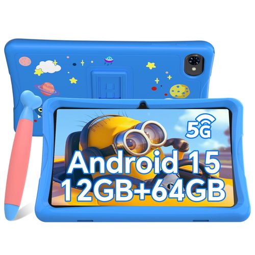 Tablette Tactile TABWEE K10 10.1" FHD,RAM 12Go ROM 64Go-SD 2To, Caméras AI 5MP + 2MP, Android 15, 5000 mAh, WiFi 6 - Bleu