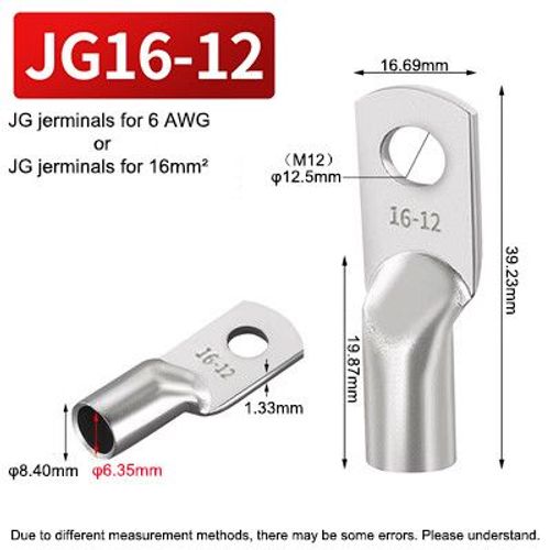 JG-Borne en Cuivre Plaqué LDP18 pour Connexion de Câble Électrique,Anneau Solide d'Alimentation M6,M8,M10,M12- [JG16-12]-50pcs