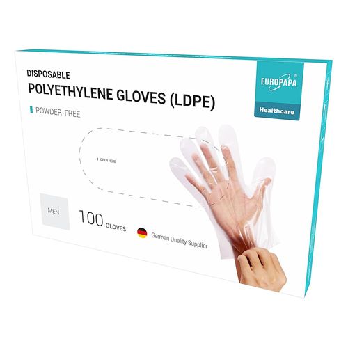Kalanka-Lot De 100 Gants Jetables Ldpe En Boîte Gants Jetables Sans Latex Gants Non Poudrés Taille Homme (Men-100)