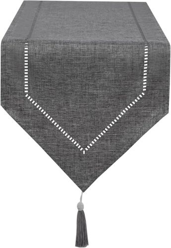 Chemin De Table Gris 32 X 150 Cm Moderne Au Design Innovant Lin Couleur Pure Table Runner, Lavable De Bonne Qualité Chemin De Table Épis De Blé Design Restaurant Party Holiday Décoration