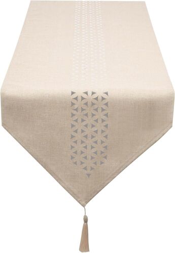 Chemin De Table Moderne Beige 40 X 250 Cm En Lin, Chemin De Table Design Creux, Uni, Élégant, Facile D'entretien, Chemin De Table Pour Table À Manger, Table Basse, Restaurant, Décoration