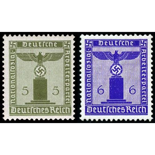 Allemgne, 3ème Reich 1942, Très Beaux Timbres De Service Neufs** Luxe Yvert 119 Et 120, Aigle Et Croix Gammée Sur Socle, Sans Filigrane, 5pf. Vert Et 6pf. Violet.