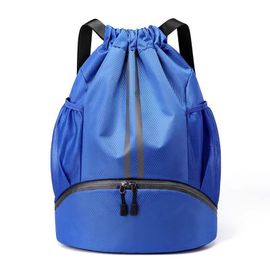 Étanche Pliable Sac À Dos À Cordon De Sport, Avec Compartiment À Chaussures Et Poches En Filet Pour Bouteille D'eau Pour Voyage Gym Plage Piscine - Bleu