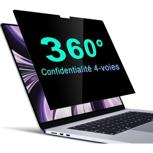 360° Filtre Écran Confidentialité Pour Macbook Air 13,6 Pouces (2025/2024/2022, M4/M3/M2)¿Protecteur D'Écran Anti Espion, Anti-Éblouissement Filtre De Confidentialité.