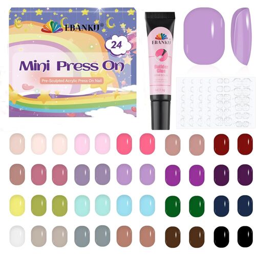 Kalanka-Lot De 576 Ongles Courts Et Brillants À Presser Pour Enfants - 24 Couleurs - En Acrylique Brillant - Pour Femme Et Fille 